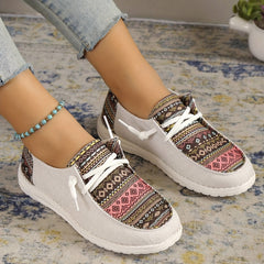 Women's Retro Canvas Lace-up Flat Sneakers