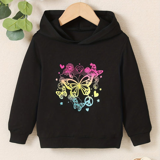 Ombre Butterfly Graphic Hoodie For Kid Girls Long Sleeve Sweatshirt