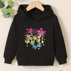 Ombre Butterfly Graphic Hoodie For Kid Girls Long Sleeve Sweatshirt
