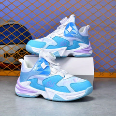 Boys' Basketball Shoes with Rotating Buckle Non-Slip Sneakers
