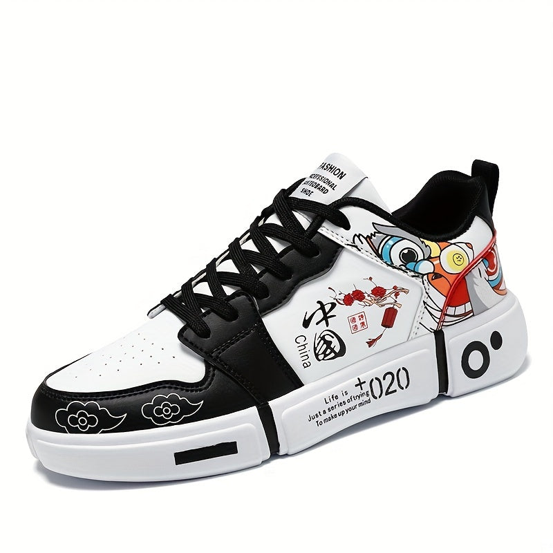 Anime Print Lace Up Skate Shoes for Men