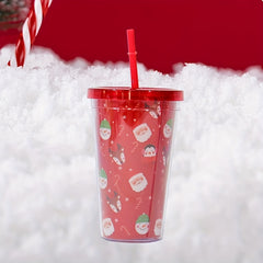 710ml Christmas Series Plastic Cup Large Cap. Sports Water Bottle