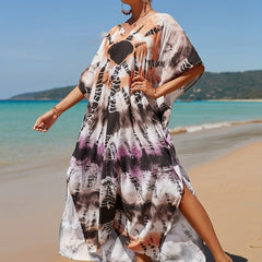 Tie Dye V Neck Cover Up Dress