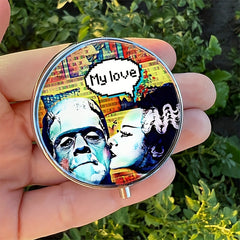 Mini Portable Pill Case with 3 Compartments Unique Horror Monster Love Design