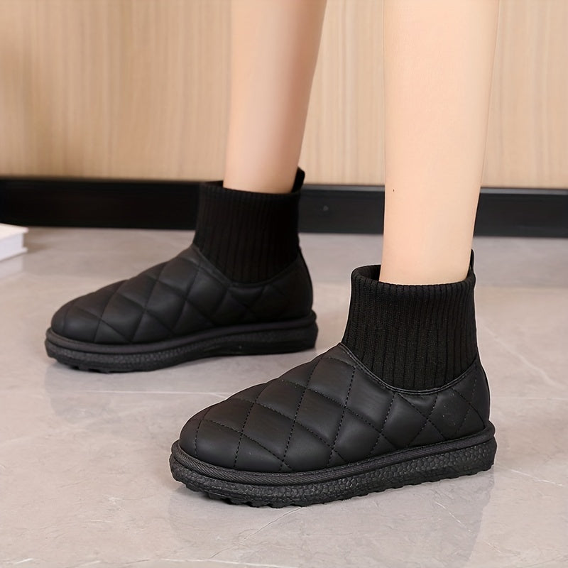 Women's Quilted Snow Boots Elastic Thermal Winter Ankle Boots