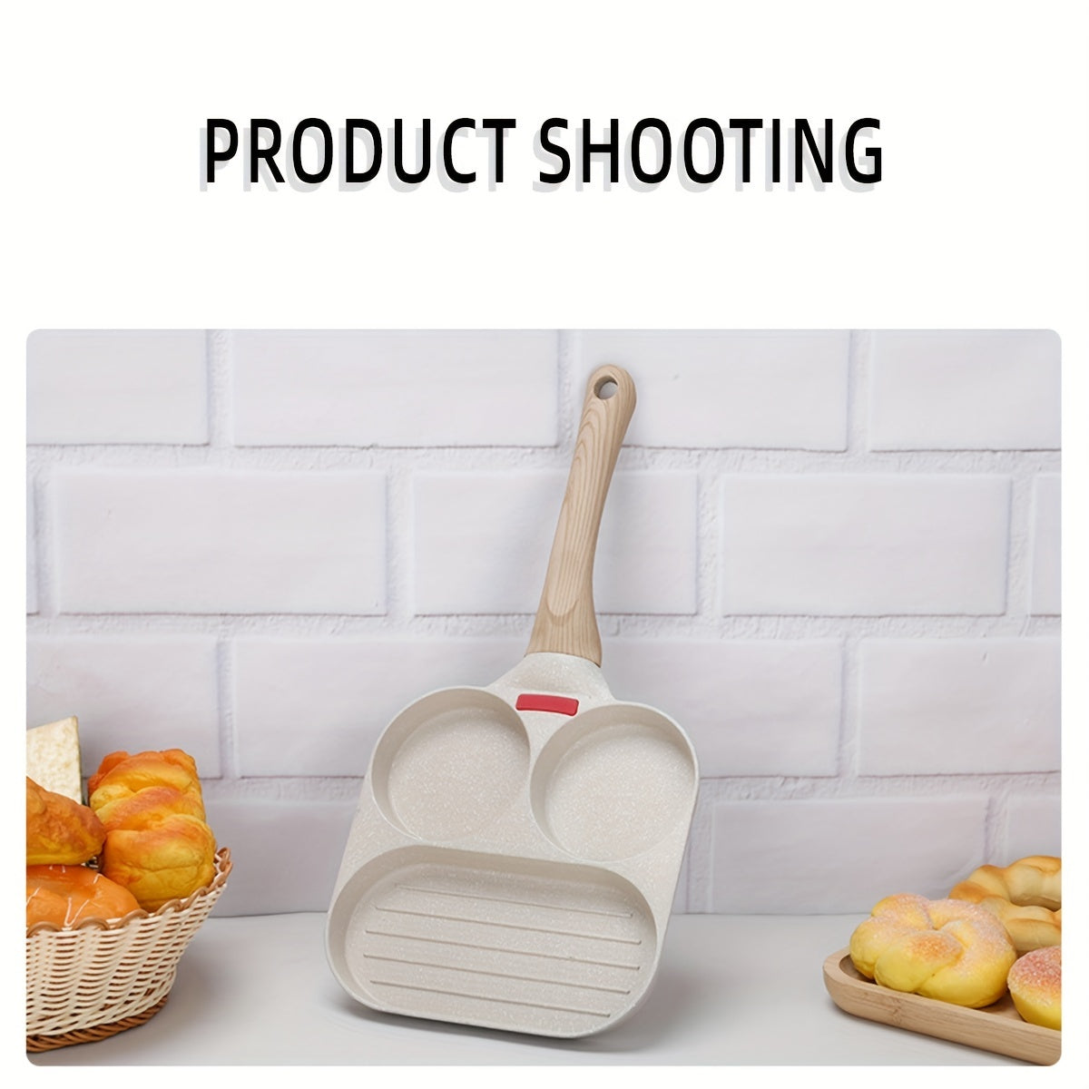 3 Holes Frying Pan Non Stick Cast Iron Skillet for Gas Stove Top