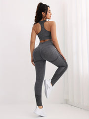Slim Fit Yoga Set Crop Top & Seamless Fitness Pant Sports Suit