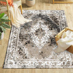 Vintage Boho Soft Shaggy Floor Carpet Area Rug Non Slip Washable Mat