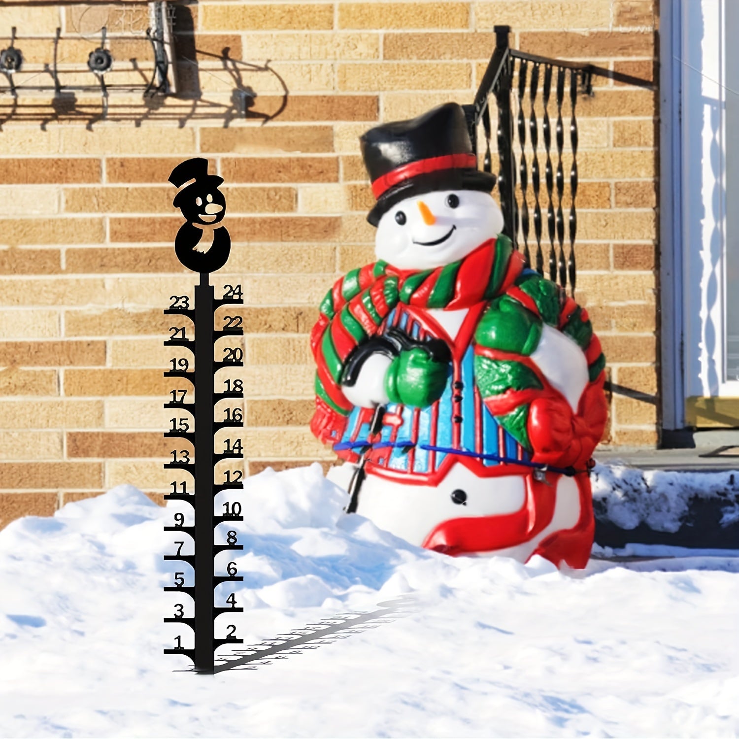 Snowman Snow Gauge Christmas Snowflake Measuring Gauge Metal Snowy Probe