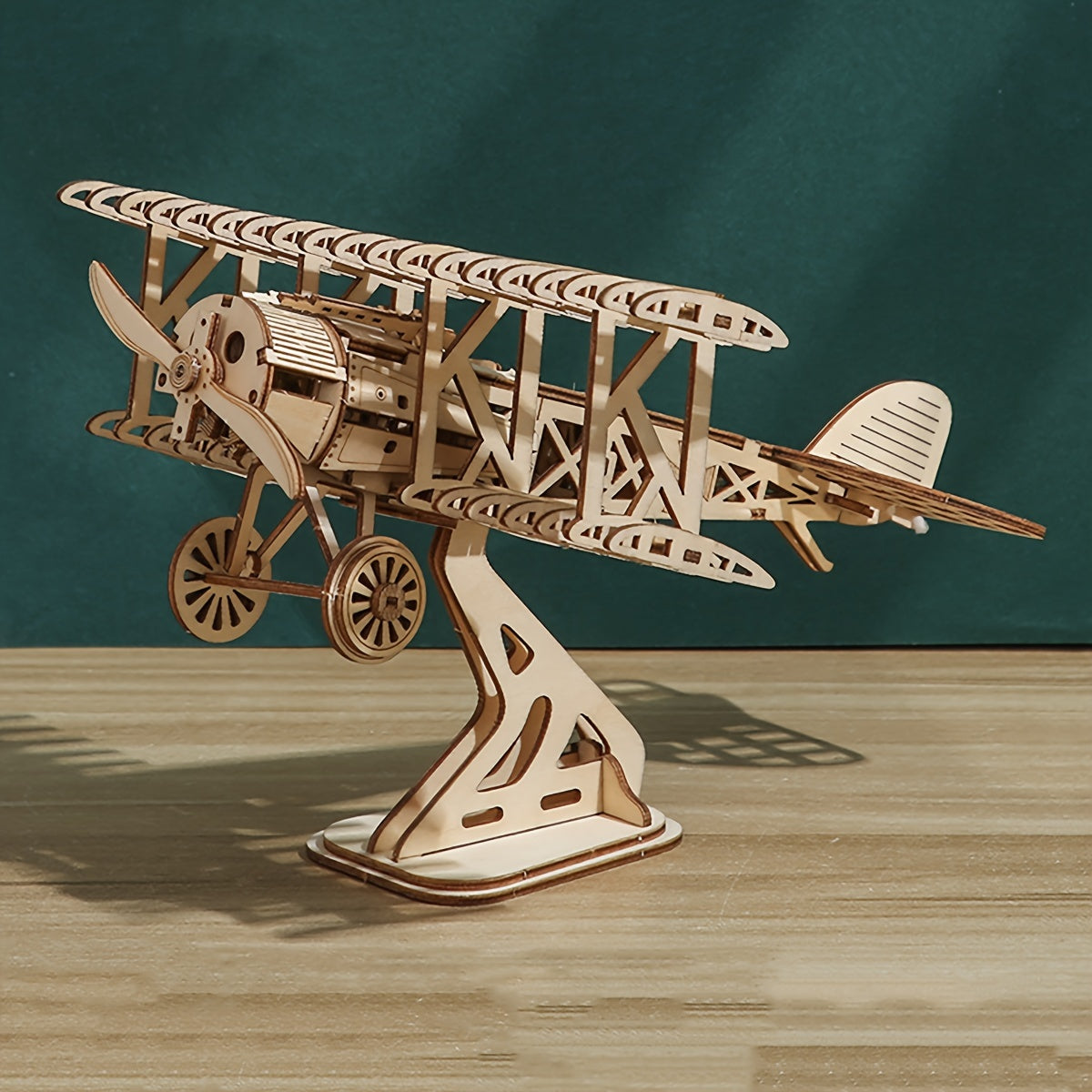 3D Wooden Puzzle Two Wing Aircraft DIY Craft Plane Model Kits