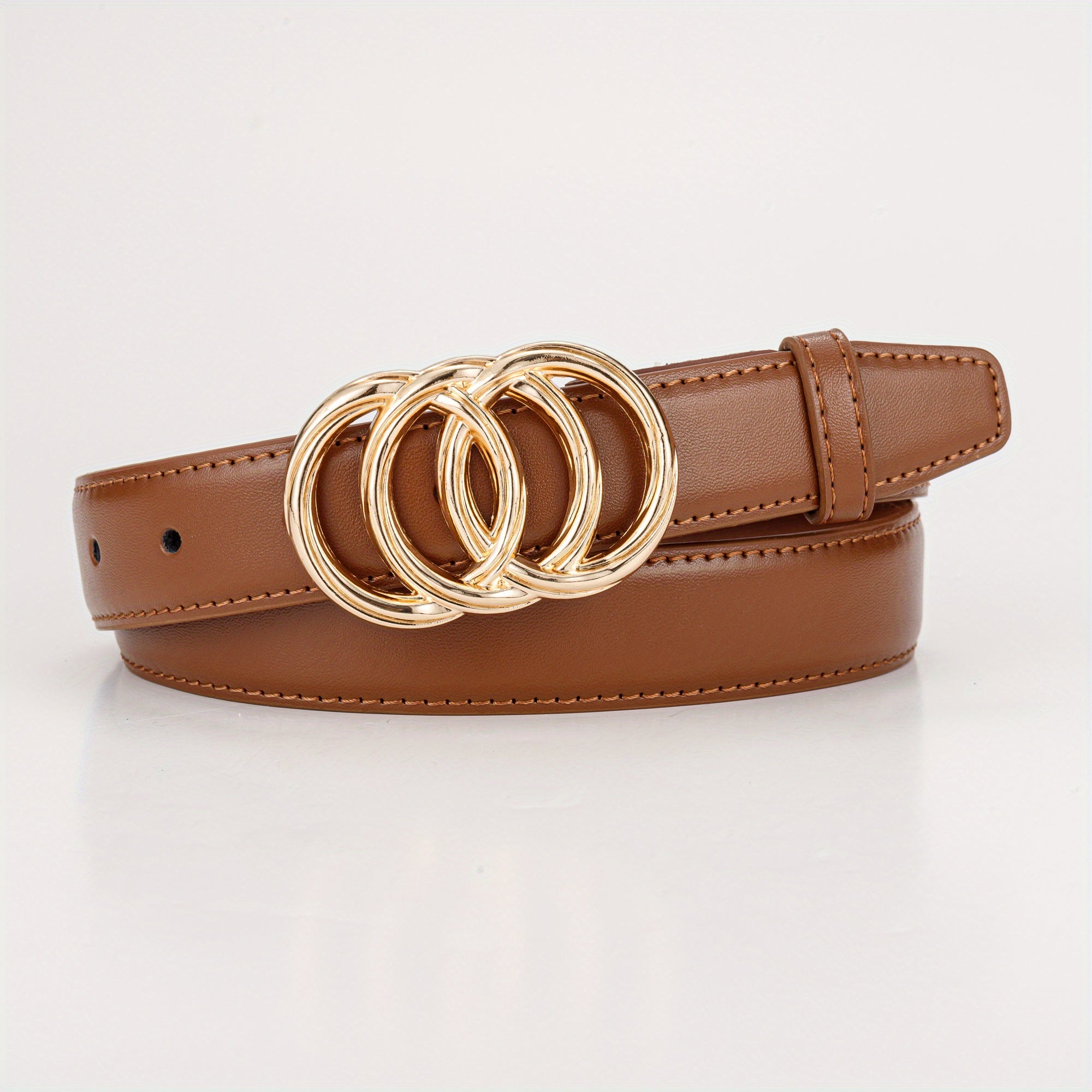 Three Circle Buckle PU Leather Belt For Girls