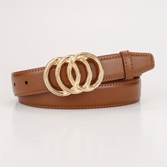 Three Circle Buckle PU Leather Belt For Girls