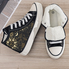 Mysterious Planet Plush Lined Thermal Chunky Canvas Sneakers