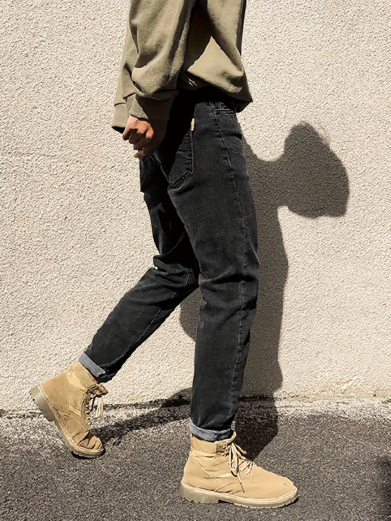 Classic Regular Fit Jeans Mens Casual Street Style All Match Denim Pants