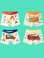 4pcs Boys Cartoon Print Boxer Briefs Underwear