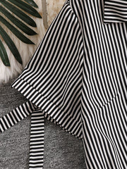 Casual Dress Women's Plus Stripe Print Knot Short Sleeve Polo Neck