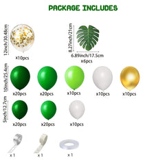 140pcs Jungle Party Balloons Kit Green Dinosaur Party Decorations