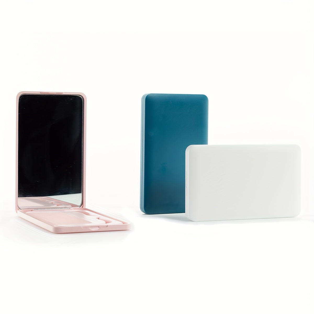 Portable Folding Mirror with Comb for Girl's Makeup in Pink and Green