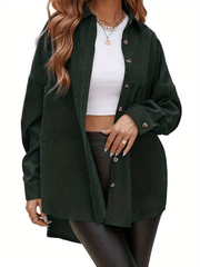 Button Front Pocket Coat Long Sleeve Casual Coat