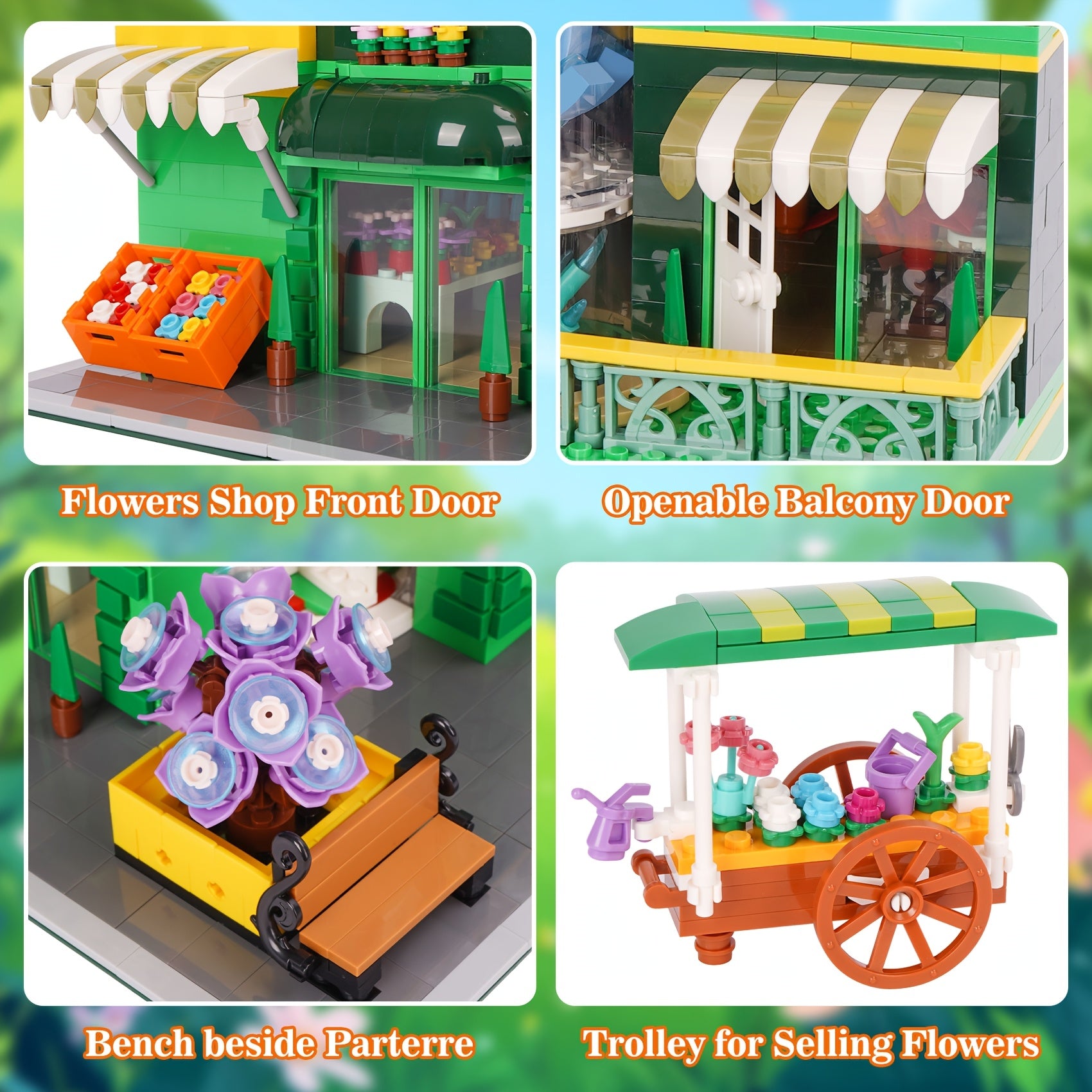 Flower Store Building Blocks Set Garden House Building Blocks With Street View