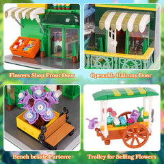 Flower Store Building Blocks Set Garden House Building Blocks With Street View