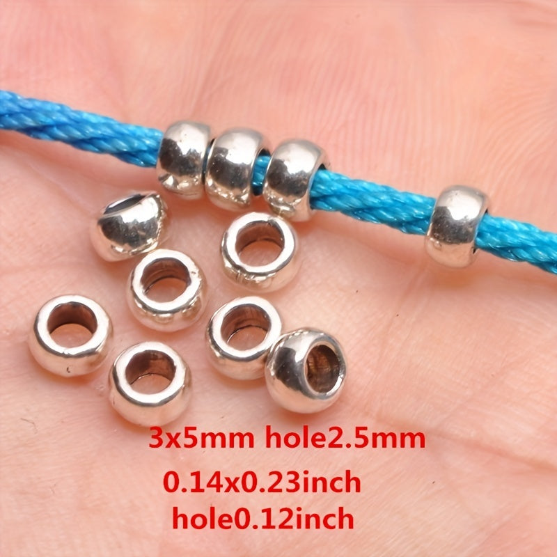 50-100pcs 3x5mm Alloy Spacer Beads for DIY Jewelry, Hole 2.5mm