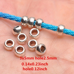 50-100pcs 3x5mm Alloy Spacer Beads for DIY Jewelry, Hole 2.5mm