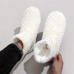 Wave Pattern Slipper Boots Soft Plush Cozy House Slippers