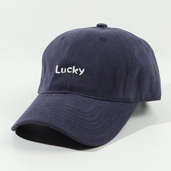 Lucky Label Baseball Cap Solid Cotton Adjustable Lightweight Sports Hat