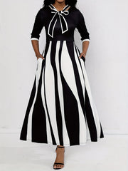 Tie Front Dress with Dual Pockets for Party