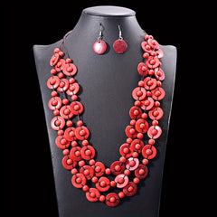 Boho Style Multilayer Necklace Set & Earrings