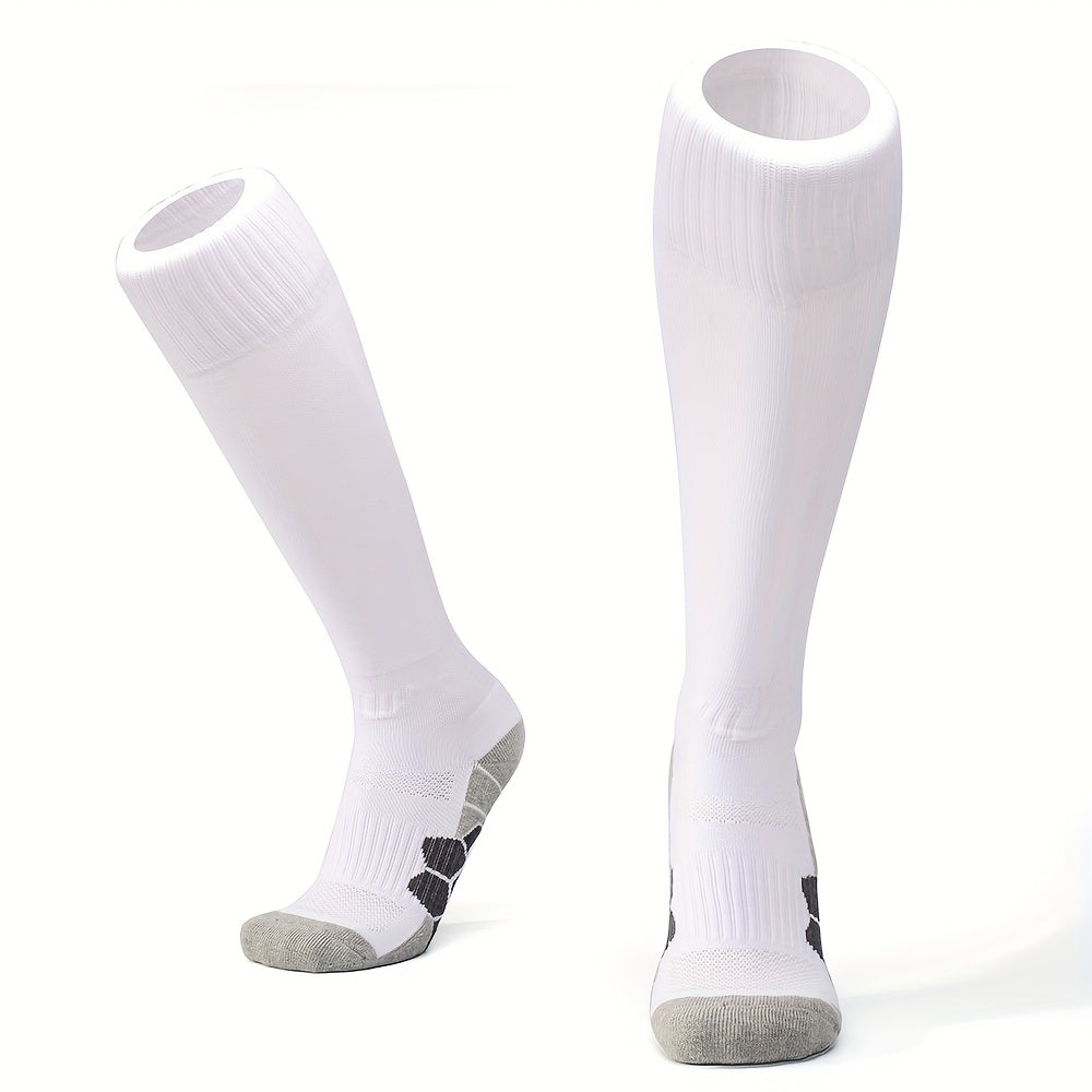 1 Pair Non-slip Nylon Football Socks, Solid Calf Socks