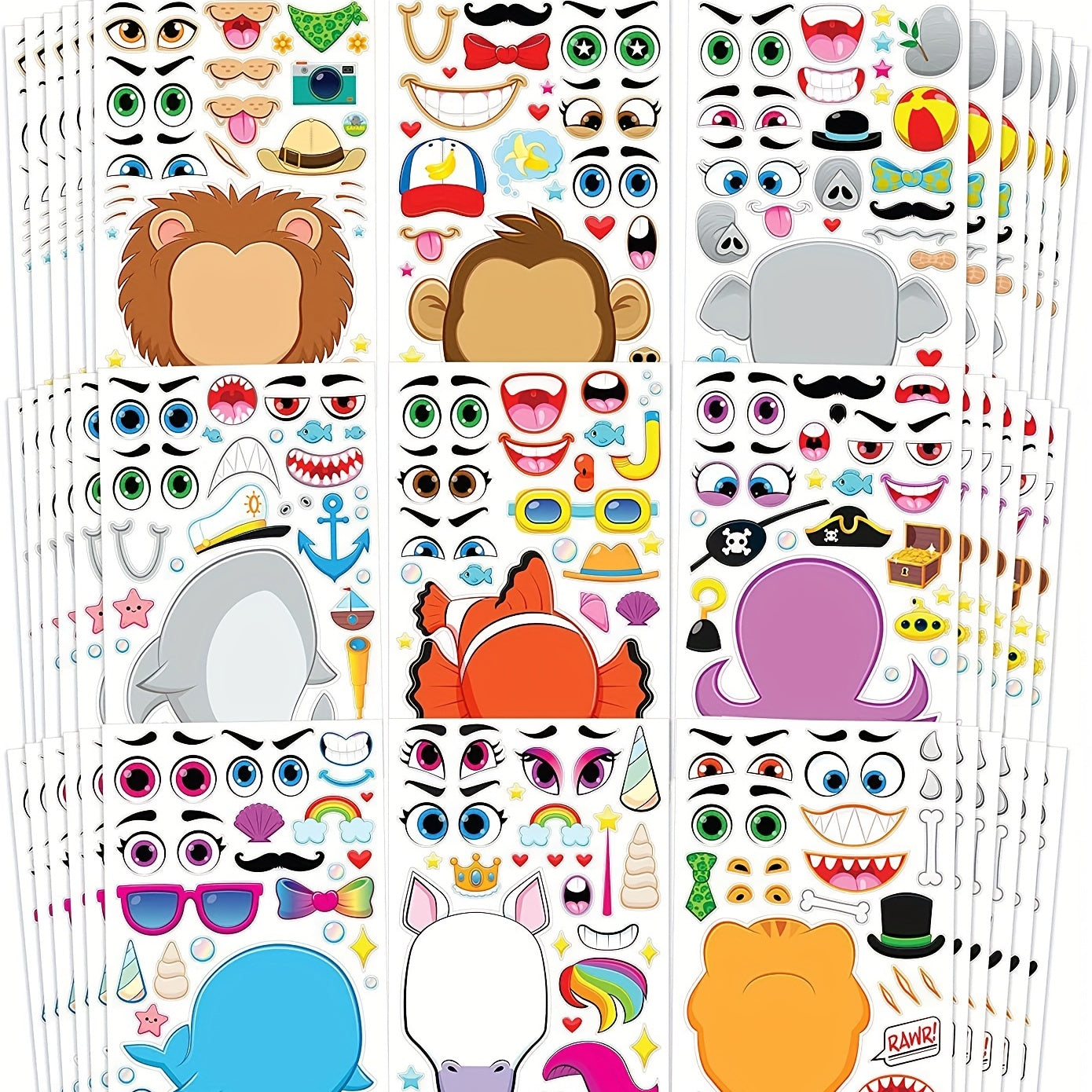 6pcs Cartoon Animal Puzzle DIY Hand Account Sticker