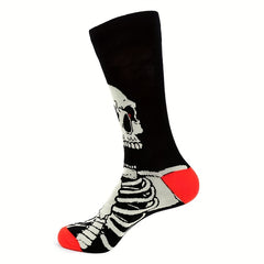 Halloween Skeleton Jacquard Mid-calf Socks