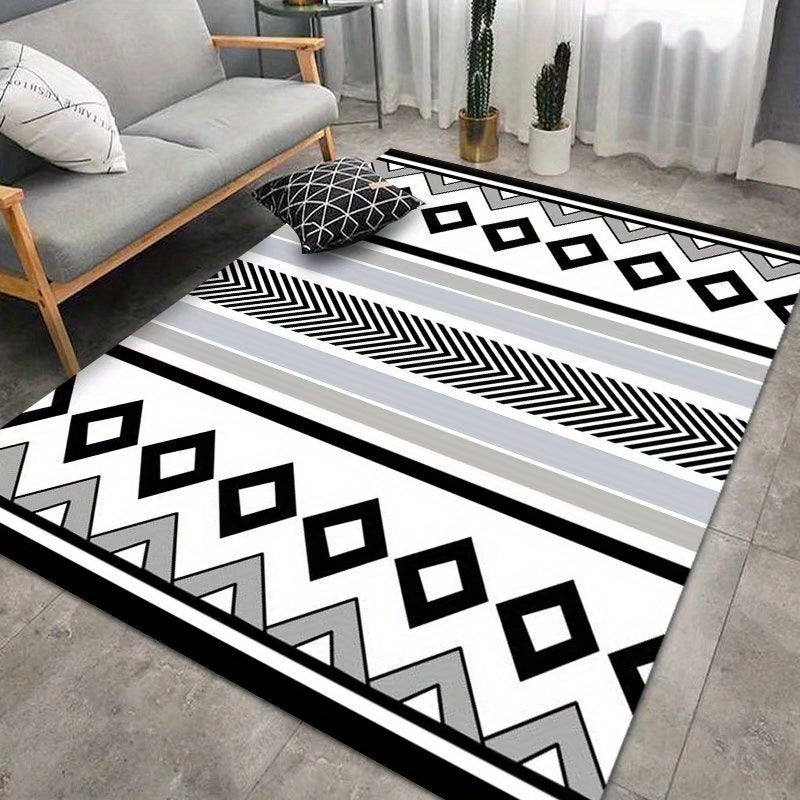 Modern Velvet Moroccan Area Rug Soft Non Slip Floor Mat for Living Room Bedroom