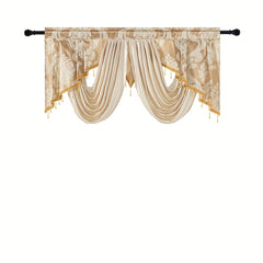 Retro Jacquard Valance Tassel Double Wave Curtain Head