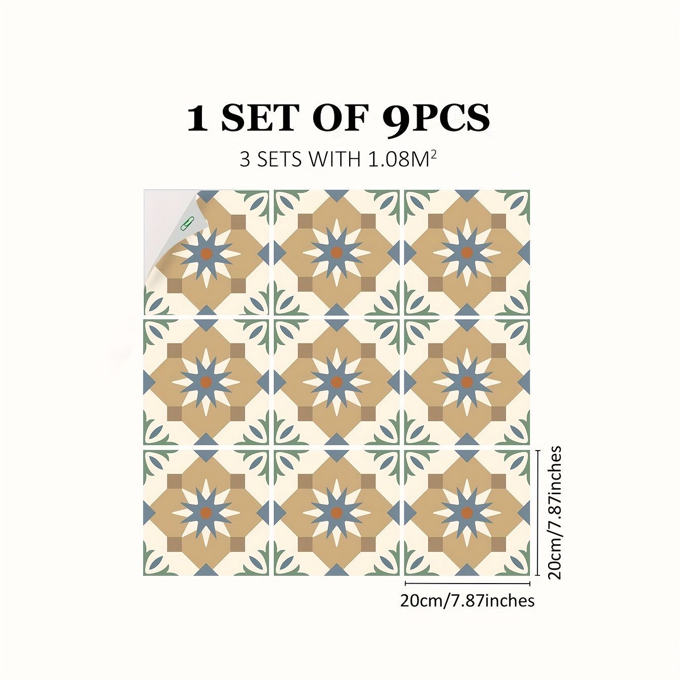Moroccan Style Waterproof Kitchen Wall Stickers - 9 Sheets