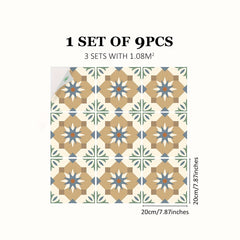 Moroccan Style Waterproof Kitchen Wall Stickers - 9 Sheets