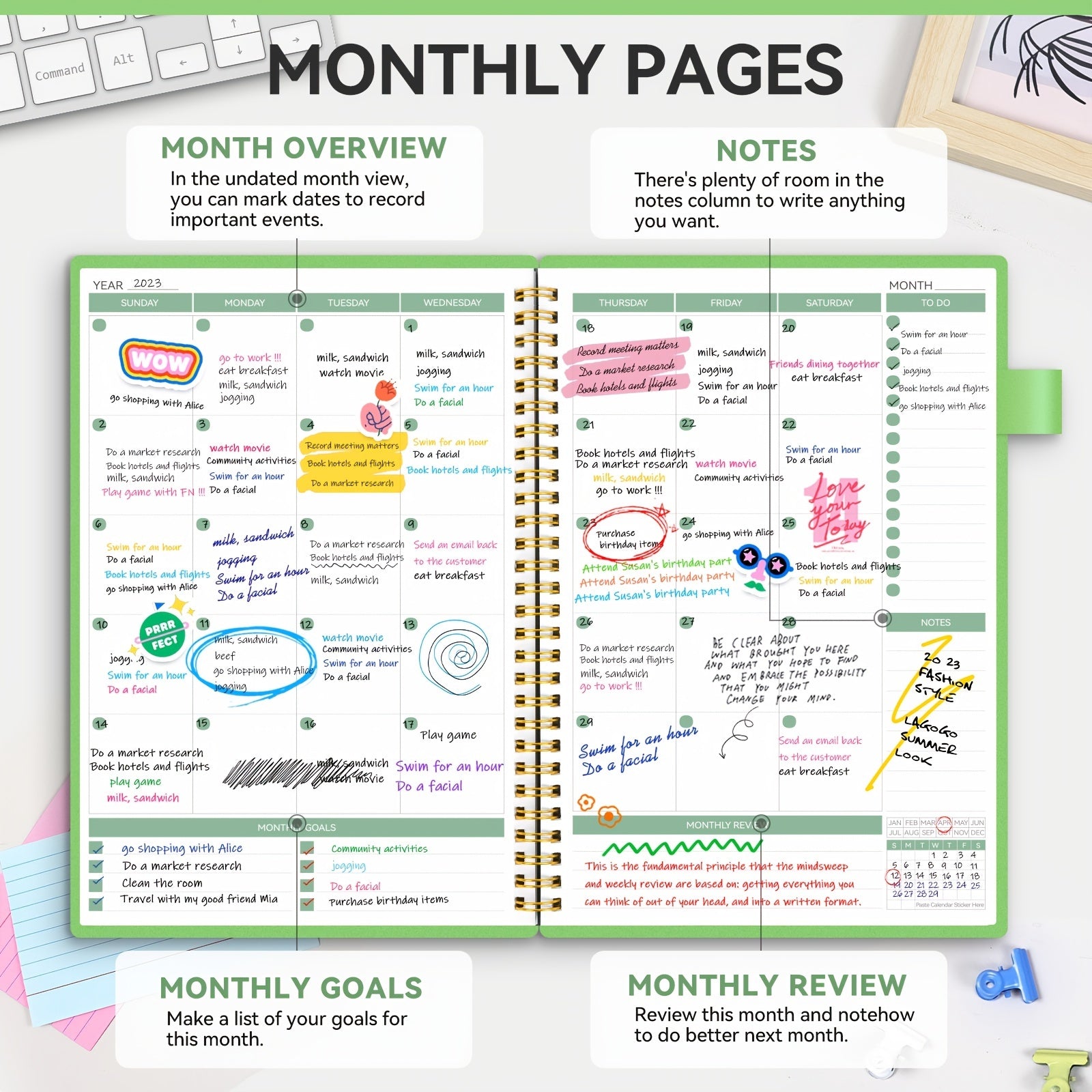 Undated Weekly Planner with Habit Tracker Spiral Notebook