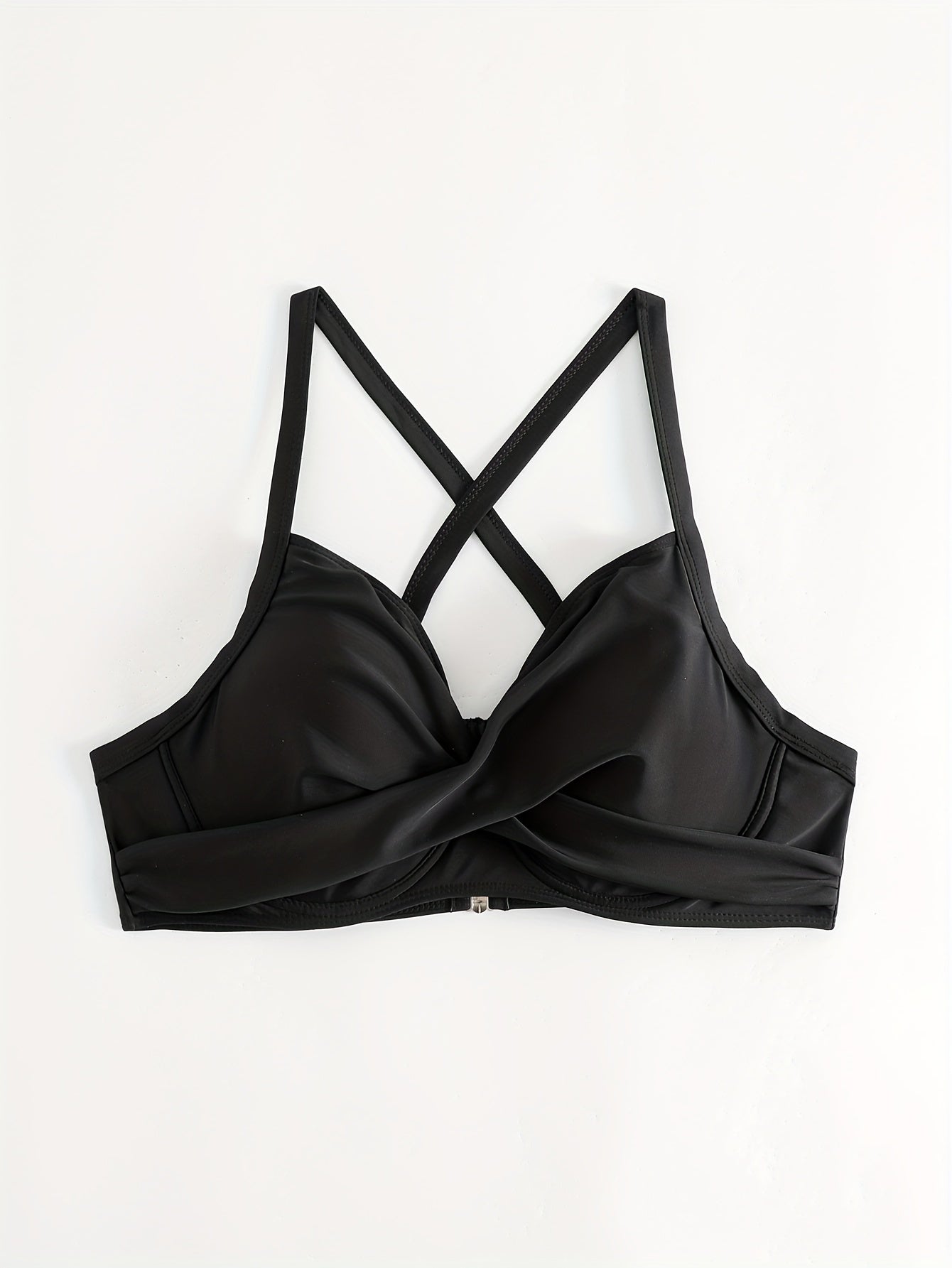 Cross Front V Neck Crisscross Back Bikini Top