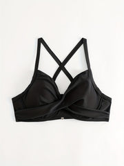 Cross Front V Neck Crisscross Back Bikini Top