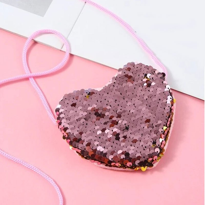 Sequin Coin Purse Girls Heart Bag Shoulder Bag