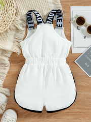 Cotton Ribbed Romper Spaghetti Strap for Toddler Girls