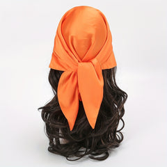 Orange Satin Bandana Square Scarf Neckerchief Hair Wrap