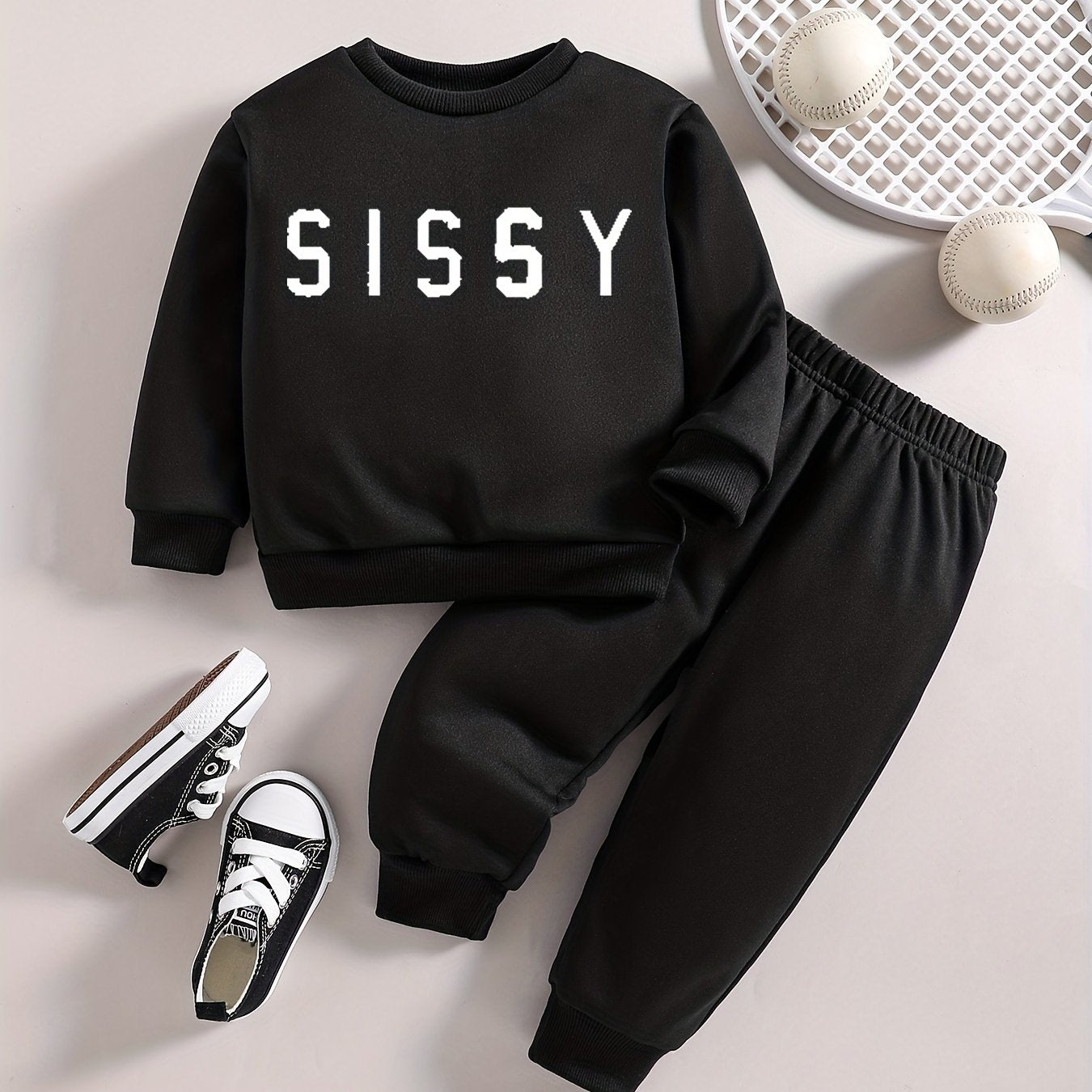 Toddler Baby SISSY Print Sweatshirt and Jogger Set