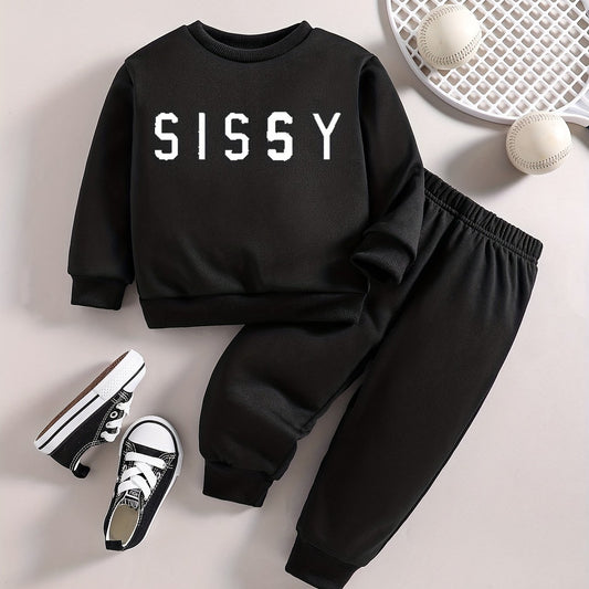 Toddler Baby SISSY Print Sweatshirt and Jogger Set