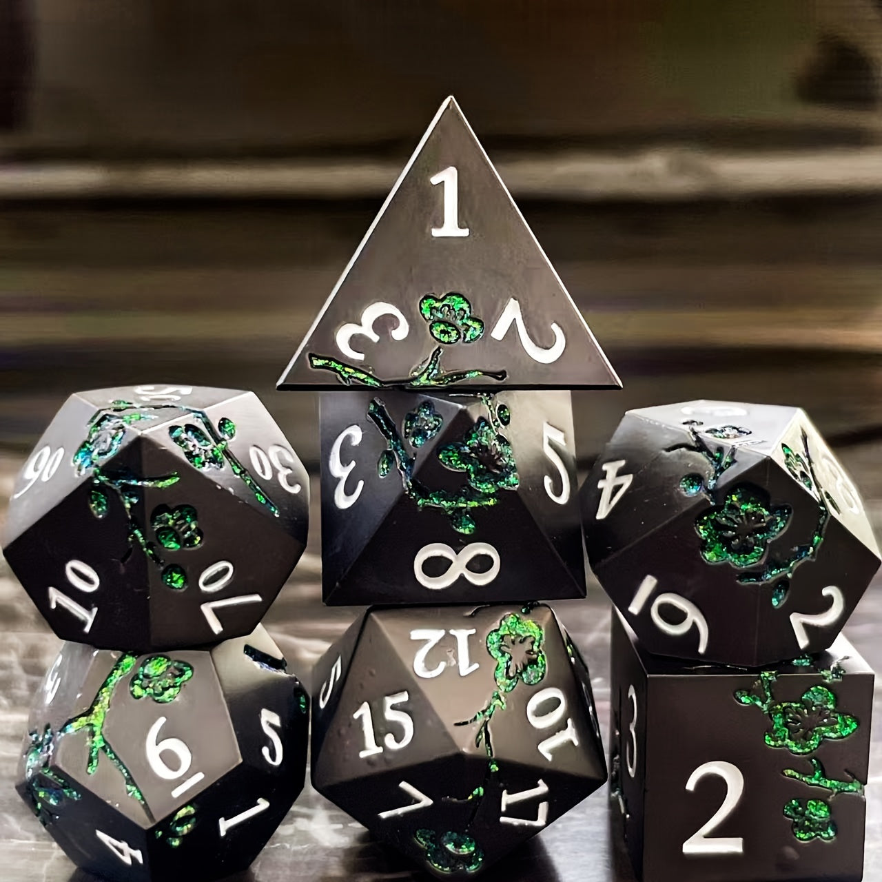 Metal Texture Petal Dice Set Heavy Metal Design for Collection