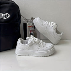 Women's Platform Skate Shoes Round Toe Lace Up Low Top Sneakers