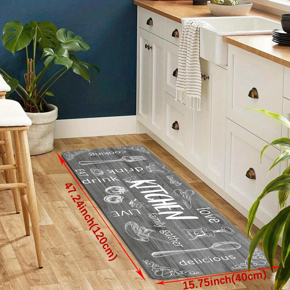 Soft Anti Fatigue Kitchen Rug Memory Foam Mat Non Slip Waterproof