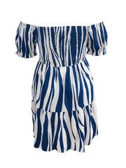 Tropical Print Off Shoulder Smock Dress